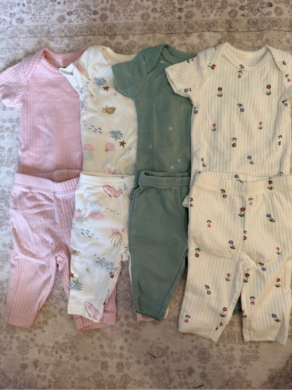 BUNDLE 4 Carters Matching Sets Onesie and Pants